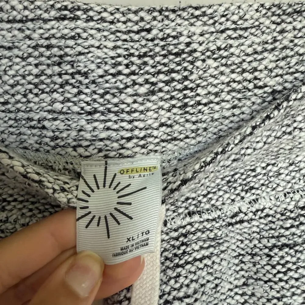 Aerie OFFLINE Womens Snowday Jogger Pants XL Black Knit Drawstring Lounge Cozy - Picture 4 of 10